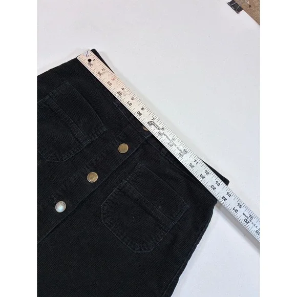 DENIM CO Black Dark Academia Corduroy Button A Line Winter Mini Skirt Size 2 - Picture 6 of 9
